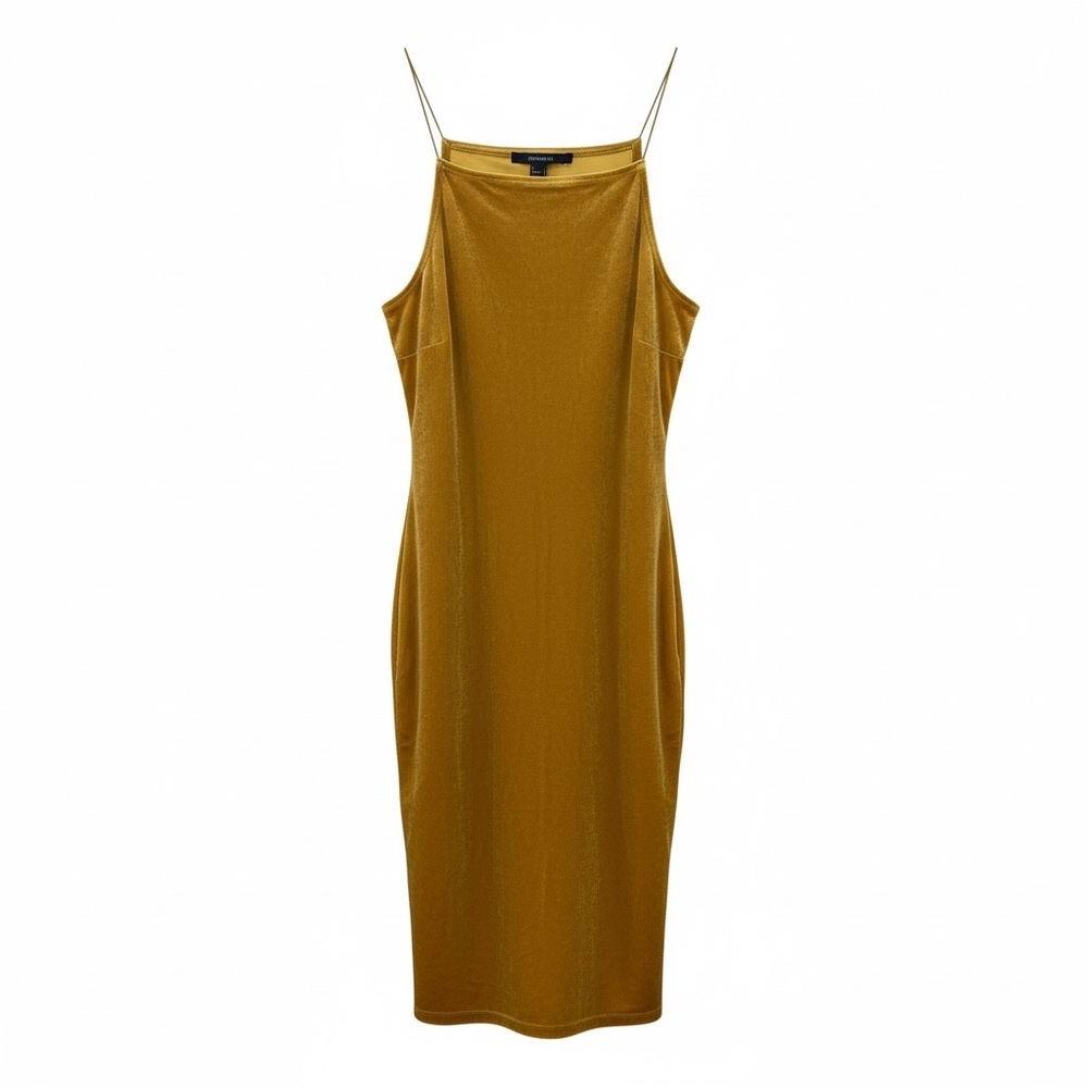 Forever 21 mustard yellow velvet midi Bodycon dress, small